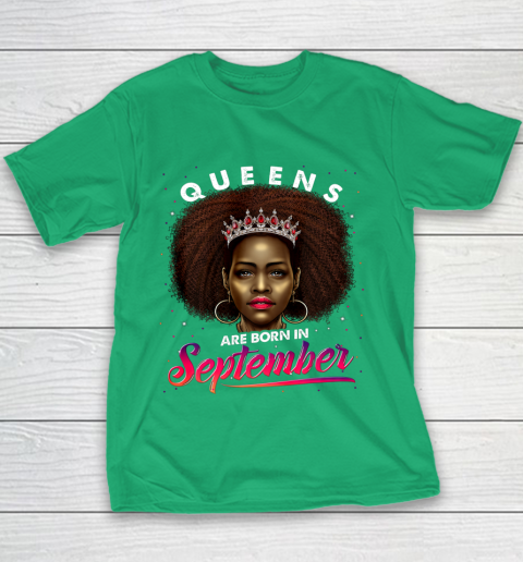 Queens Born September Shirt Black Girl Virgo Libra Birthday Youth T-Shirt 3