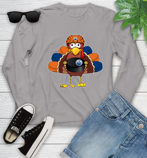 Edmonton Oilers Turkey Thanksgiving Day Youth Long Sleeve 5