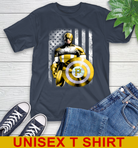 Pittsburgh Pirates MLB Baseball Captain America Marvel Avengers American Flag Shirt T-Shirt 3