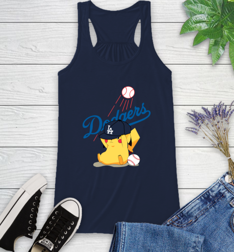 MLB Pikachu Baseball Sports Los Angeles Dodgers Racerback Tank 12