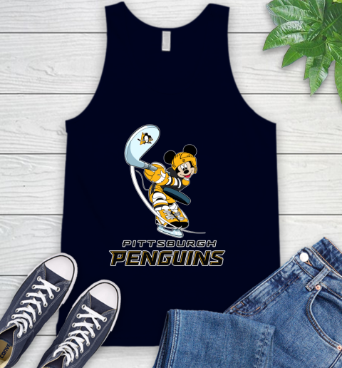 NHL Hockey Pittsburgh Penguins Cheerful Mickey Mouse Shirt Tank Top 3