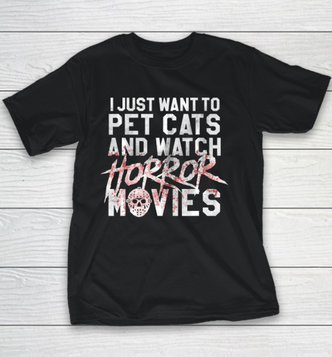 Funny Horror Movie Fan  Halloween Cat Lover Gift T Shirt.MLSXT9UECM Youth T-Shirt