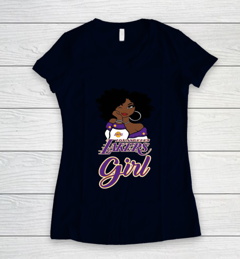 Los Angeles Lakers Girl NBA Women's V-Neck T-Shirt 3
