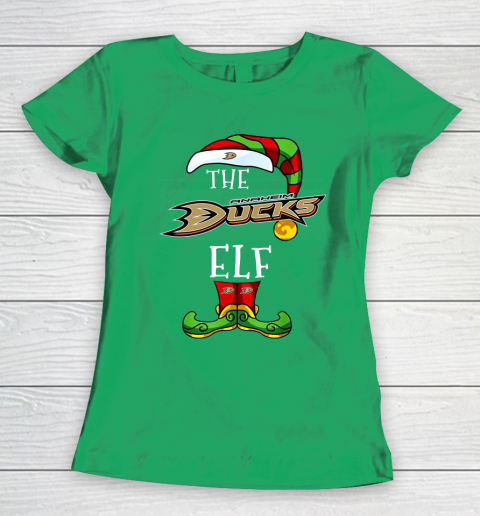 Anaheim Ducks Christmas ELF Funny NHL Women's T-Shirt 5