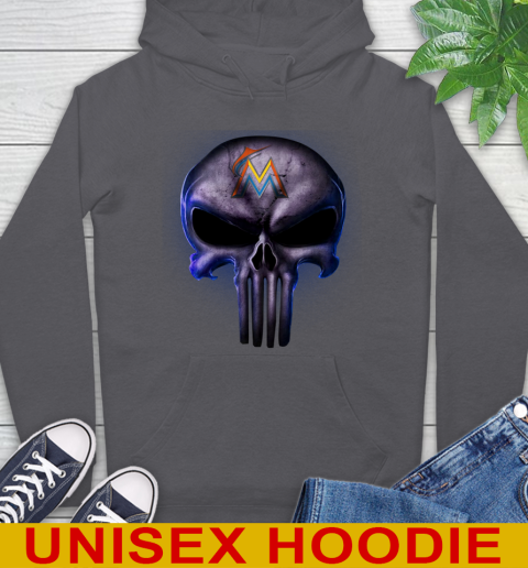 Miami Marlins MLB Baseball Punisher Skull Sports Hoodie 7