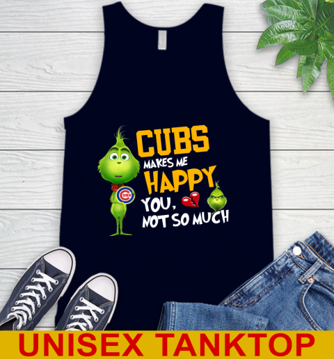 MLB Chicago Cubs Makes Me Happy You Not So Much Grinch Baseball Sports Tank Top 2