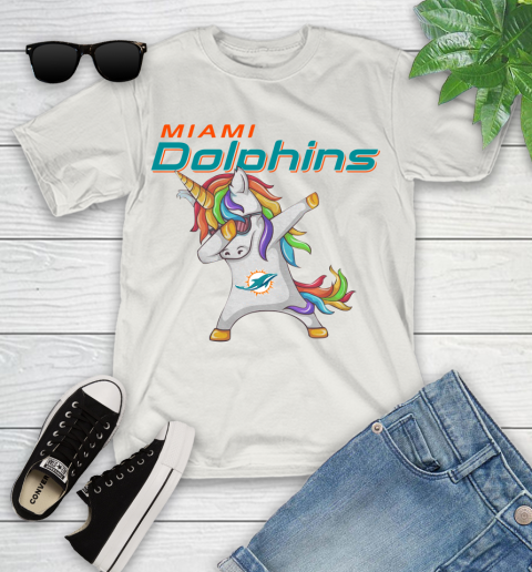 Miami Dolphins NFL Football Funny Unicorn Dabbing Sports Youth T-Shirt 12