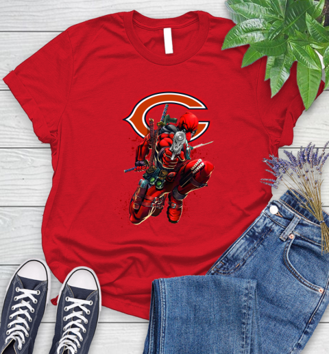 NFL Deadpool Marvel Comics Sports Football Chicago Bears Women's T-Shirt 9