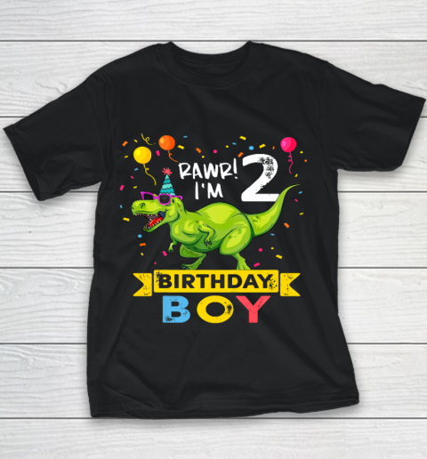 Kids 2 Year Old Shirt 2nd Birthday Boy T Rex Dinosaur Youth T-Shirt