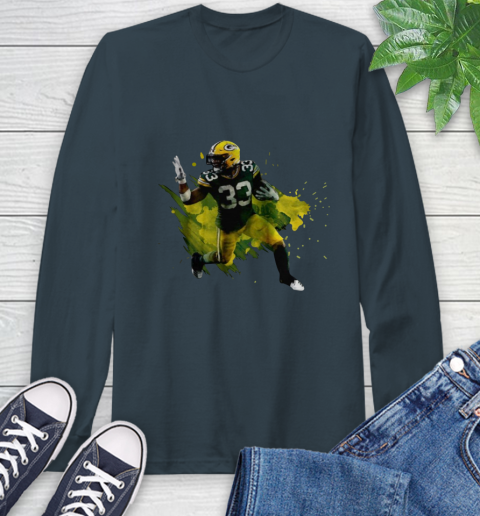 Aaron Jones Running Green Bay Packers Long Sleeve T-Shirt 9
