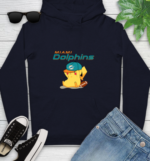 NFL Pikachu Football Sports Miami Dolphins Youth Hoodie 4