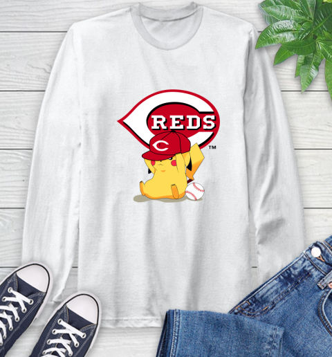MLB Pikachu Baseball Sports Cincinnati Reds Long Sleeve T-Shirt