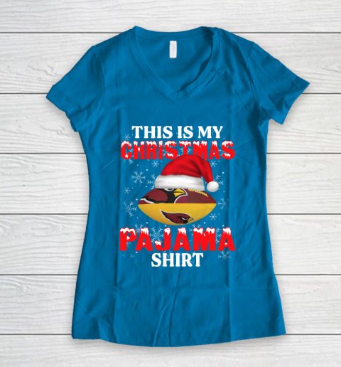 Arizona Cardinals This Is My Christmas Pajama Shirt NFL Women's V-Neck T-Shirt 5