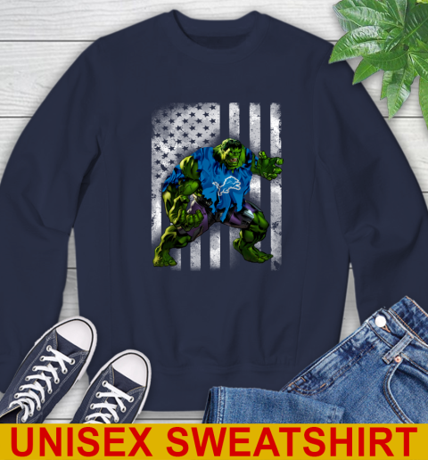 Detroit Lions Hulk Marvel Avengers NFL Football American Flag Sweatshirt 2