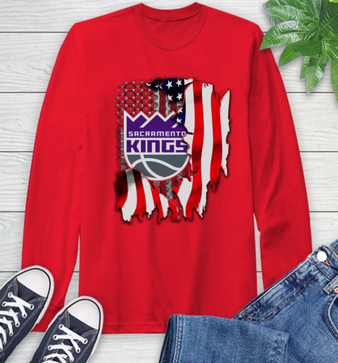Sacramento Kings NBA Basketball American Flag Long Sleeve T-Shirt 11