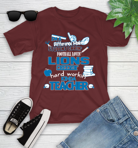 Detroit Lions NFL I'm A Difference Making Student Caring Football Loving Kinda Teacher Youth T-Shirt 14