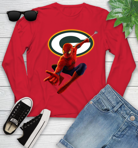 NFL Spider Man Avengers Endgame Football Green Bay Packers Youth Long Sleeve 11