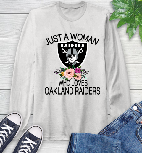 NFL Just A Woman Who Loves Oakland Raiders Football Sports Long Sleeve T-Shirt