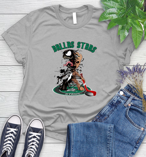 NHL Dallas Stars Hockey Venom Groot Guardians Of The Galaxy Women's T-Shirt 5
