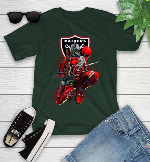 NFL Deadpool Marvel Comics Sports Football Oakland Raiders Youth T-Shirt 5