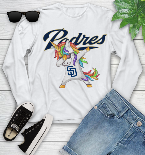 San Diego Padres MLB Baseball Funny Unicorn Dabbing Sports Youth Long Sleeve