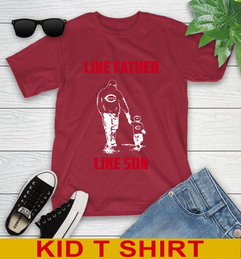 Cincinnati Reds MLB Baseball Like Father Like Son Sports Youth T-Shirt 12