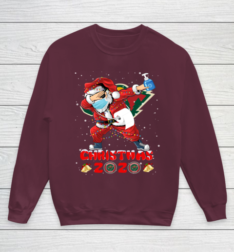 Minnesota Wild Funny Santa Claus Dabbing Christmas 2020 NHL Youth Sweatshirt 4