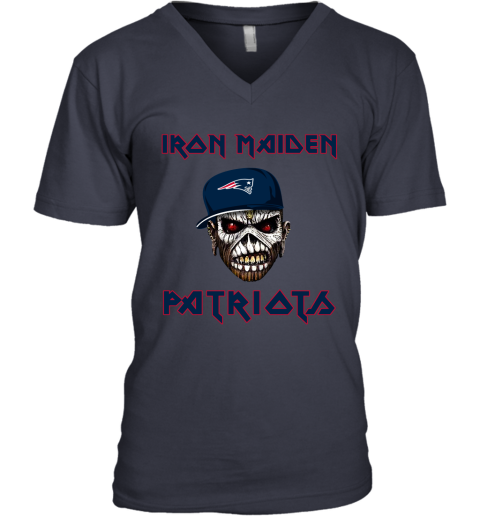 NFL New England Patriots Iron Maiden Rock Band Music Football Sports WSRkVJHSSoP v neck unisex 8 95 151514 front navy