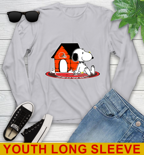 NFL Football Cleveland Browns Snoopy The Peanuts Movie Shirt Youth Long Sleeve 6