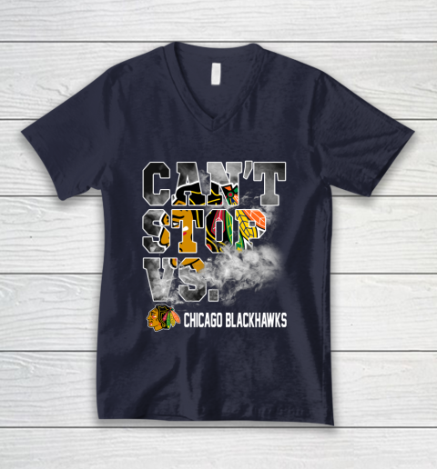 NHL Chicago Blackhawks Hockey Can't Stop Vs V-Neck T-Shirt 2