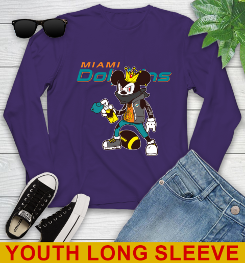Miami Dolphins NFL Football Mickey Peace Sign Sports Youth Long Sleeve 6 Miami Dolphins NFL Football Mickey Peace Sign Sports Youth Long Sleeve - Image 6