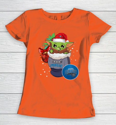 Orlando Magic Christmas Baby Yoda Star Wars Funny Happy NBA Women's T-Shirt 5