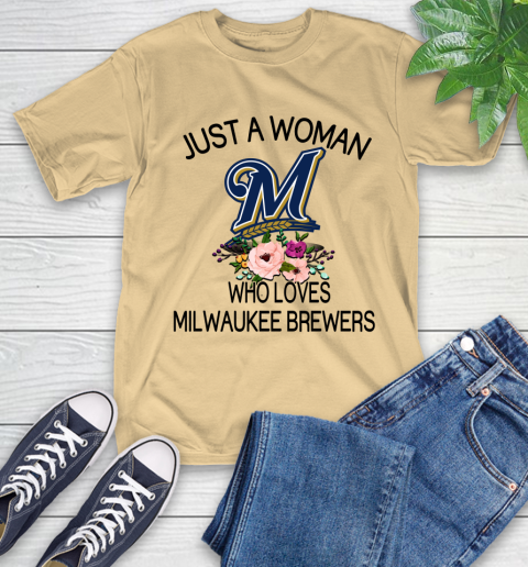 MLB Just A Woman Who Loves Milwaukee Brewers Baseball Sports T-Shirt 6