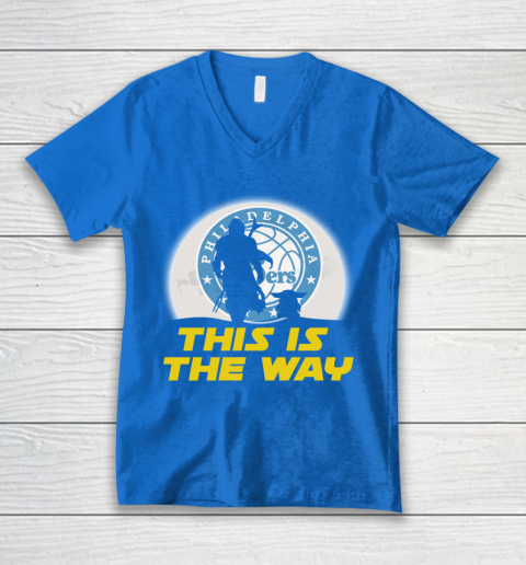 Philadelphia 76ers NBA Basketball Star Wars Yoda And Mandalorian This Is The Way V-Neck T-Shirt 5