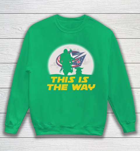 Columbus Blue Jackets NHL Ice Hockey Star Wars Yoda And Mandalorian This Is The Way Sweatshirt 5