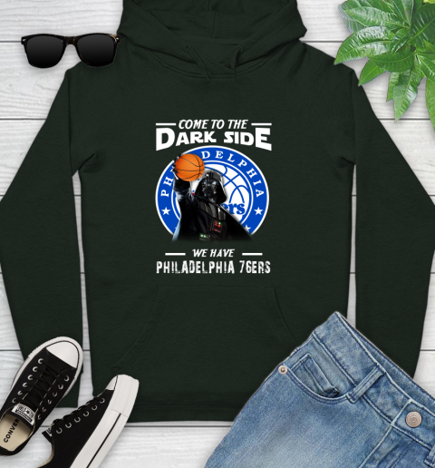 NBA Come To The Dark Side We Have Philadelphia 76ers Star Wars Darth Vader Basketball Youth Hoodie 14