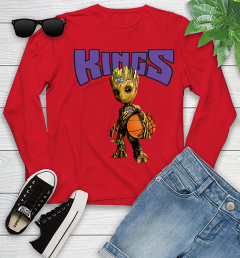 Sacramento Kings NBA Basketball Groot Marvel Guardians Of The Galaxy Youth Long Sleeve 11