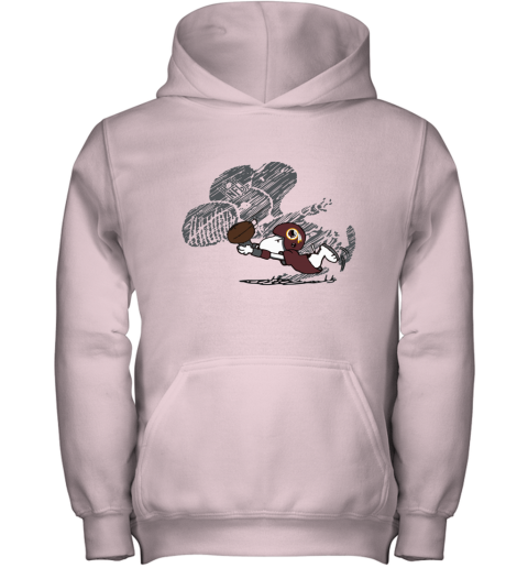 pkqh washington redskins snoopy plays the football game youth hoodie 43 front light pink