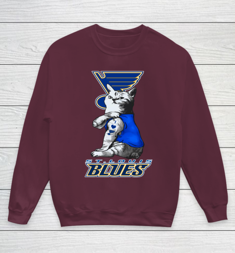NHL My Cat Loves St.Louis Blues Hockey Youth Sweatshirt 4