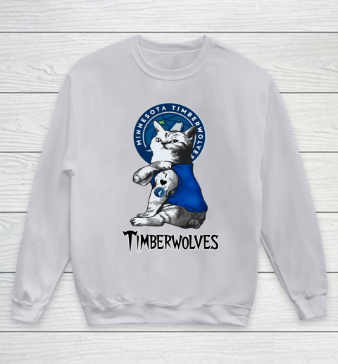NBA Basketball My Cat Loves Minnesota Timberwolves Youth Sweatshirt 3