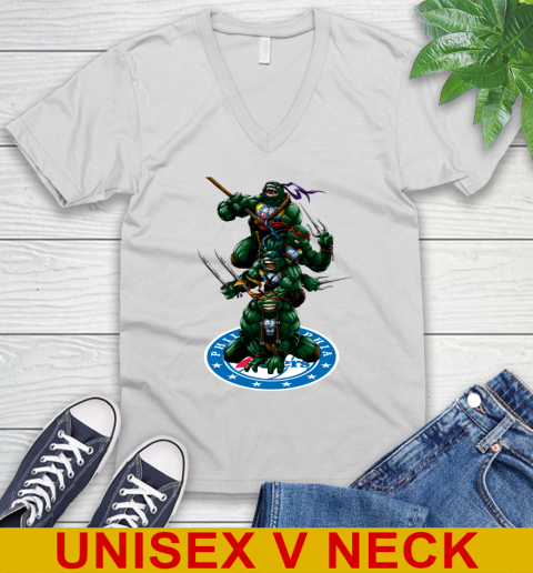 NBA Basketball Philadelphia 76ers Teenage Mutant Ninja Turtles Shirt V-Neck T-Shirt