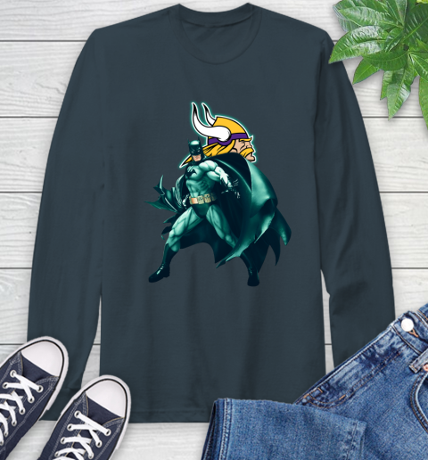 NFL Batman Football Sports Minnesota Vikings Long Sleeve T-Shirt 8