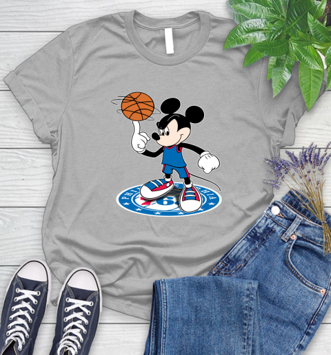 NBA Basketball Philadelphia 76ers Cheerful Mickey Disney Shirt Women's T-Shirt 5