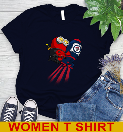 NHL Hockey Winnipeg Jets Deadpool Minion Marvel Shirt Women's T-Shirt 2