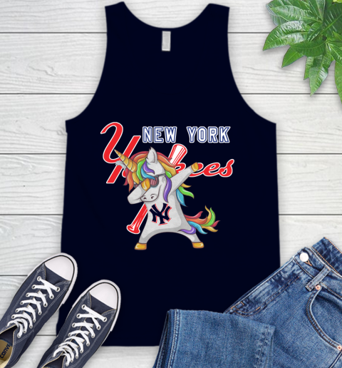 New York Yankees MLB Baseball Funny Unicorn Dabbing Sports Tank Top 3