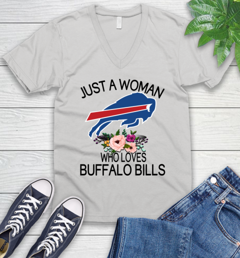 NFL Just A Woman Who Loves Buffalo Bills Football Sports V-Neck T-Shirt
