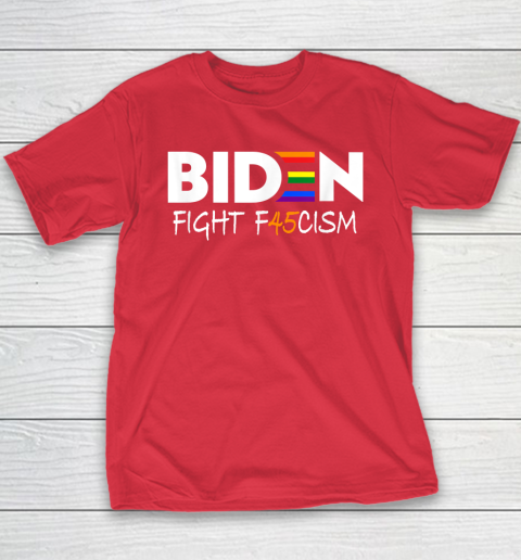 Biden Fight F45cism Shirt Biden Fight Fascism Anti Trump Youth T-Shirt - Image 8