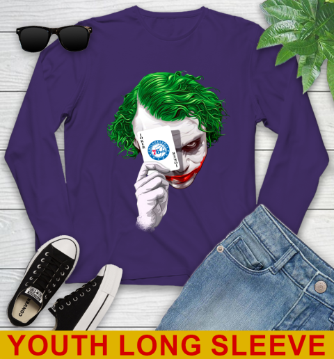 Philadelphia 76ers NBA Basketball Joker Card Shirt Youth Long Sleeve - Image 5