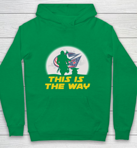 Columbus Blue Jackets NHL Ice Hockey Star Wars Yoda And Mandalorian This Is The Way Youth Hoodie 4