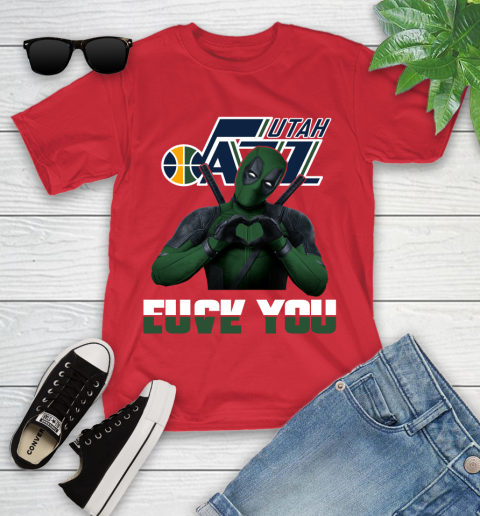 NBA Utah Jazz Deadpool Love You Fuck You Basketball Sports Youth T-Shirt 13